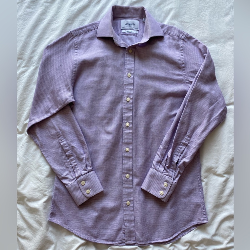 Charles Tyrwhitt Purple Dress Shirt with Pointed Collar
